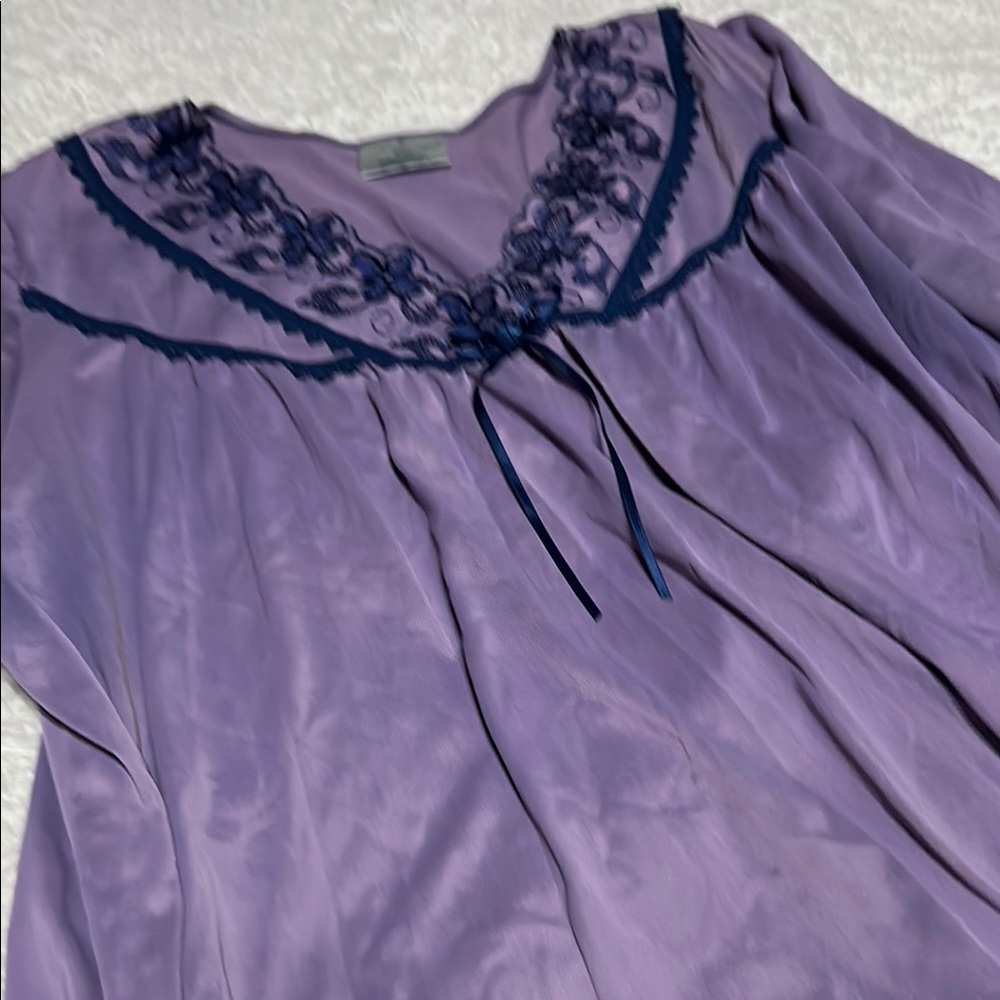 Elegant Purple Lace-Trimmed Nightgown